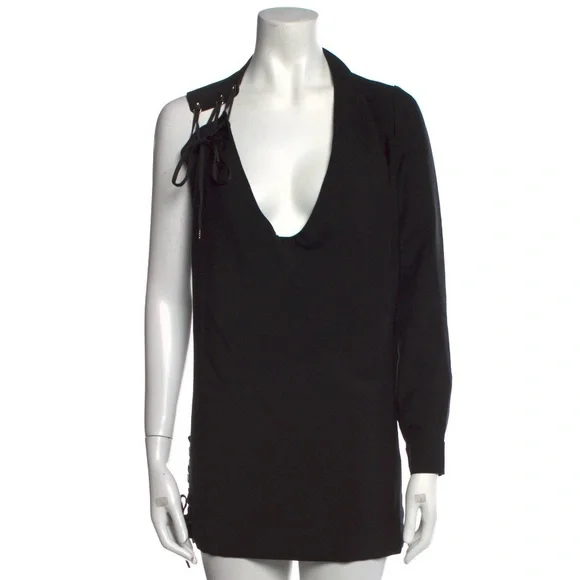 anthony vaccarello black dress 2000s Anthony Vaccarello for Versus Versace Strapless Dress
